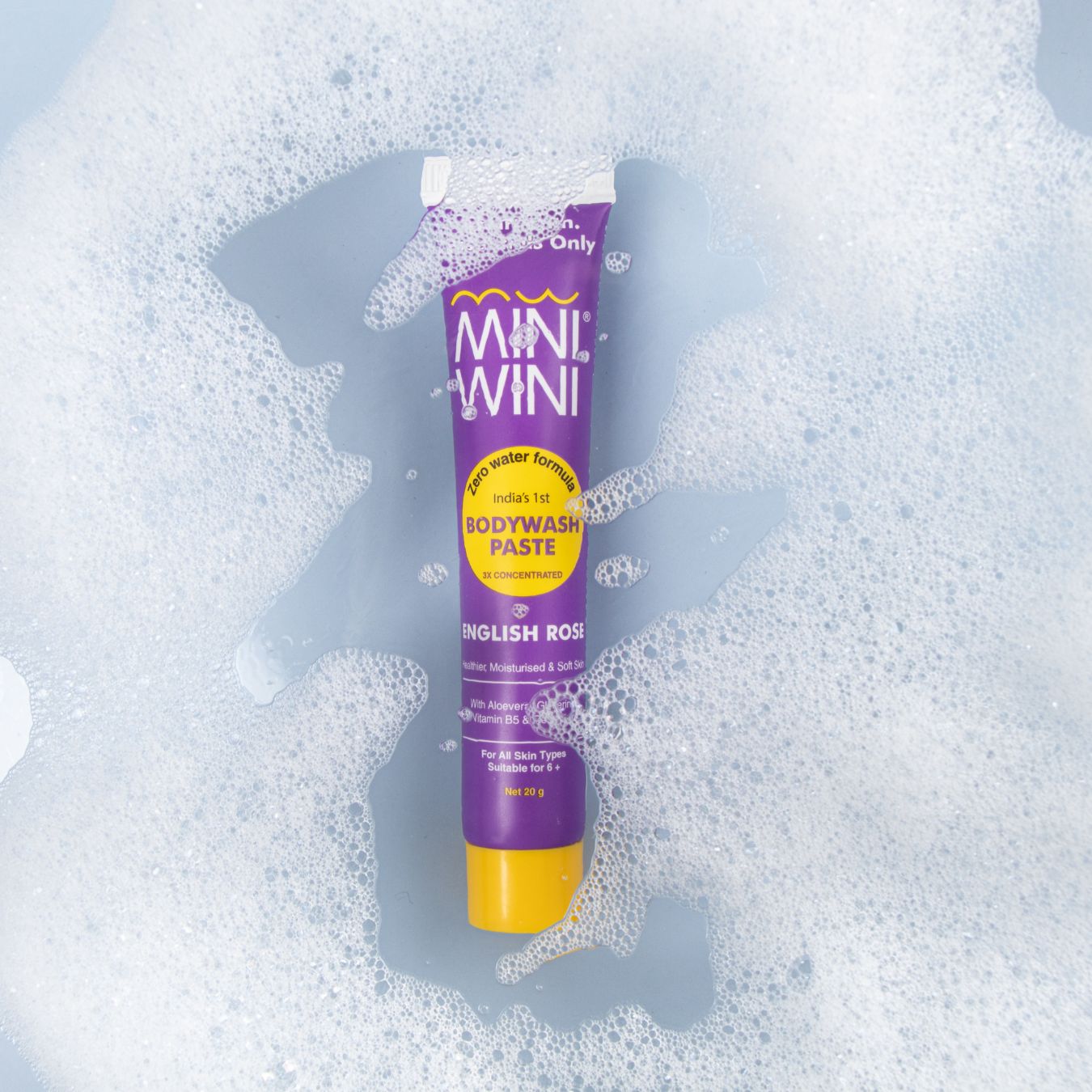 MINIWINI Body Wash Paste – Zero-Water Concentrated Body Wash, English Rose, Aloe Vera Base (20G)